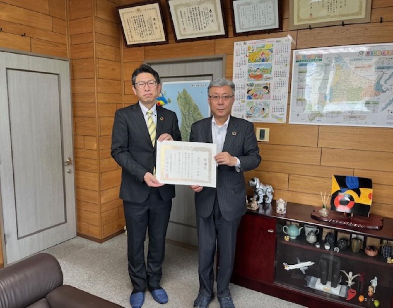 下川商業高・谷組へ感謝状