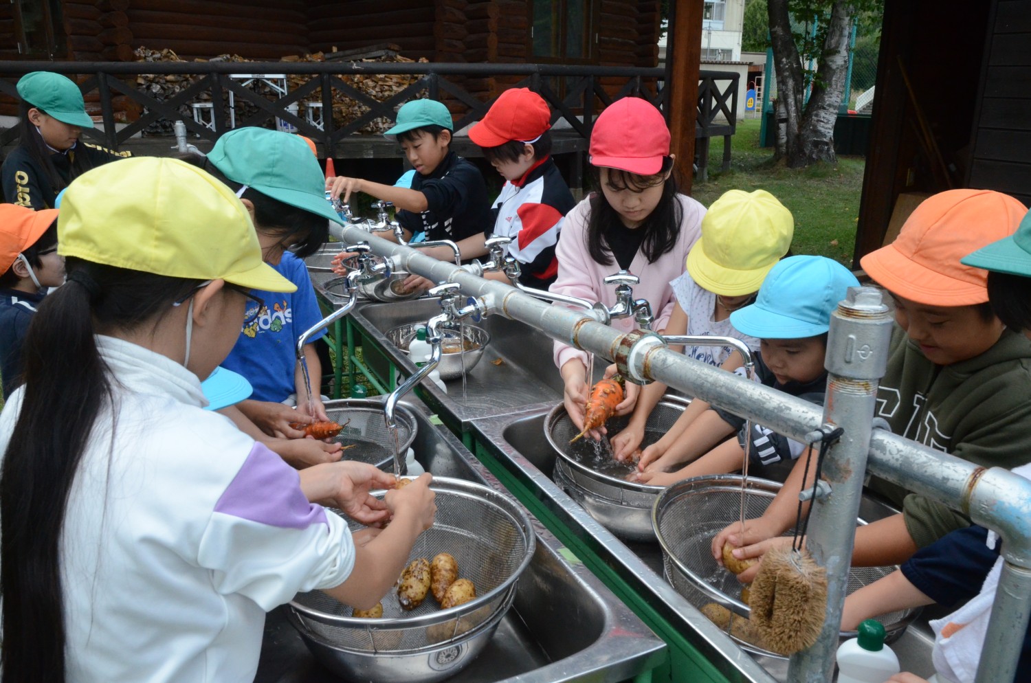 有明小お泊り会野菜洗い